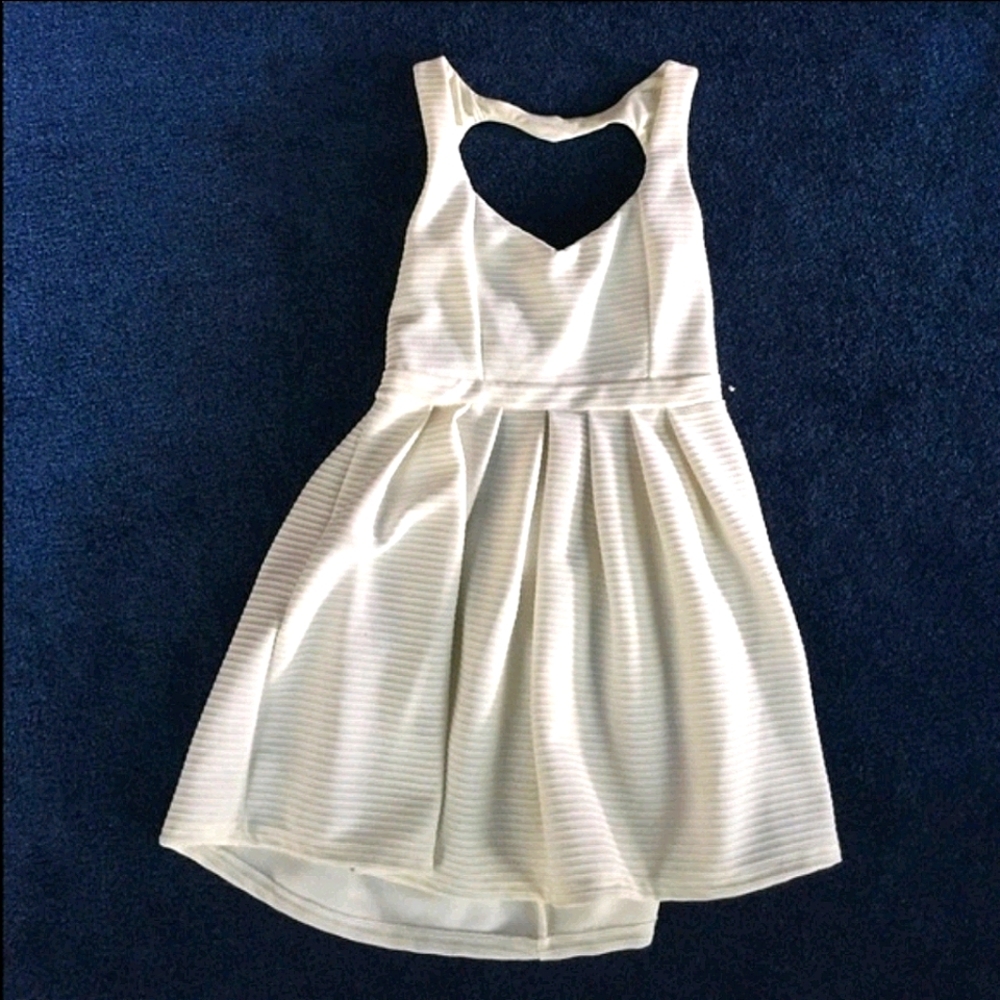 White Heart Cutout Dress